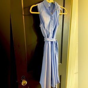 Ann Taylor Factory Sleeveless, belted button up dress.